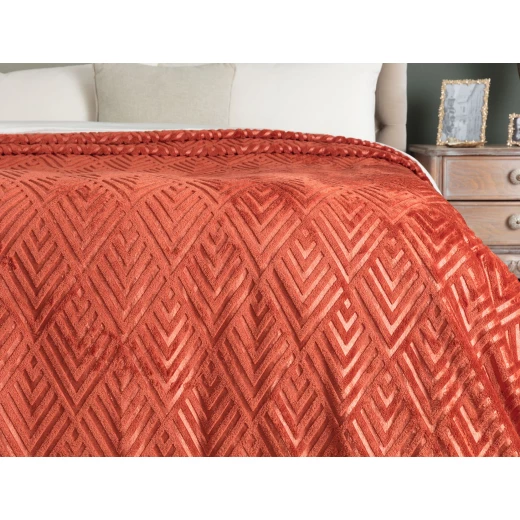 Madame Coco - Wellsoft Emboss Blanket - Double Tile Red - مدام كوكو - Image 2