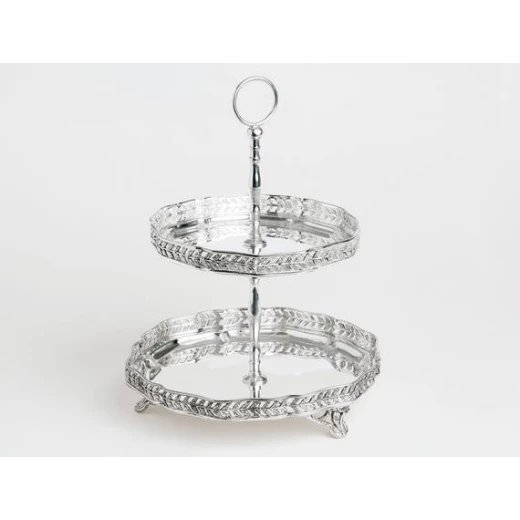 Madame Coco - Silver Plated Round 2-plate Stand - مدام كوكو - Image 3
