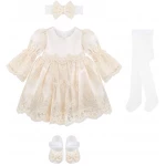 Little Princess 4 pieces Dress Set for 3-6 months Girl, Beige