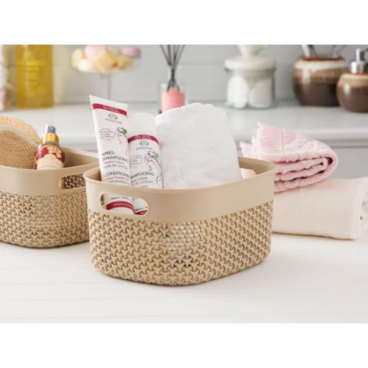 Madame Coco - Curvy Knitting Pattern Big Basket, Soft Beige Madame Coco - Curvy Knitting Pattern Big Basket, Soft Beige