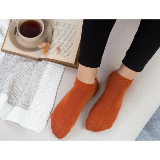 Madame Coco - Leaf Ankle Socks, Orange Madame Coco - Leaf Ankle Socks, Orange