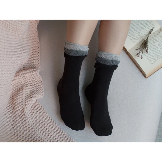 Madame Coco - Fleur Women's Ankle Socks, Black Madame Coco - Fleur Women's Ankle Socks, Black