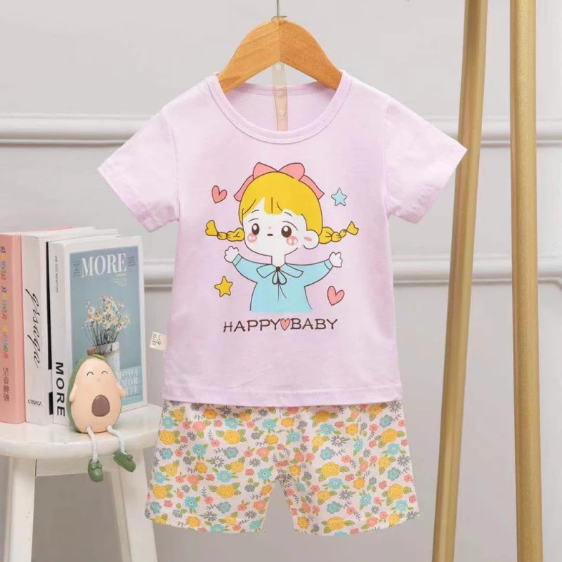 Half Sleeves T-Shirt & Short Pants Pajama Set, Happy Baby Design, 1 Year