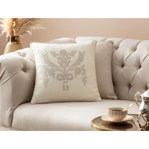 Madame Coco - Alix Embroidered Pillow Case, Beige Madame Coco - Alix Embroidered Pillow Case, Beige