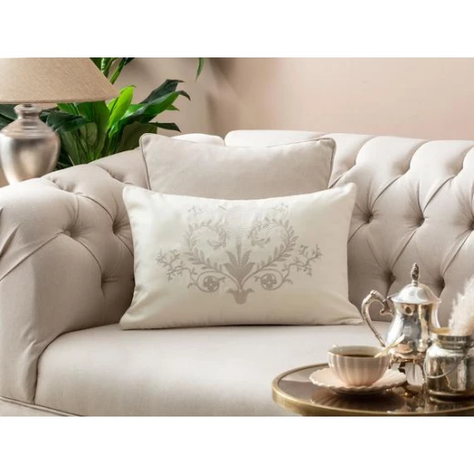 Madam Coco - Celie Embroidered Pillow Case, Beige Madam Coco - Celie Embroidered Pillow Case, Beige