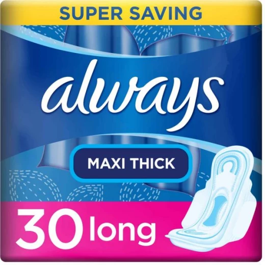 Always Maxi Thick Long Sanitary Pads With Wings – 30 Pieces Always Maxi Thick Long Sanitary Pads With Wings – 30 Pieces