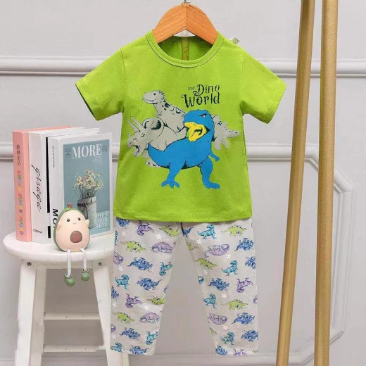 Half Sleeves T-Shirt & Lounge Pants Pajama Set, Dino World Design, 4 Years Half Sleeves T-Shirt & Lounge Pants Pajama Set, Dino World Design, 4 Years