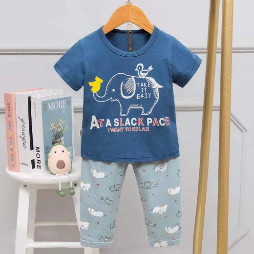 Half Sleeves T-Shirt & Lounge Pants Pajama Set, Take it Easy Design, 3 Years Half Sleeves T-Shirt & Lounge Pants Pajama Set, Take it Easy Design, 3 Years