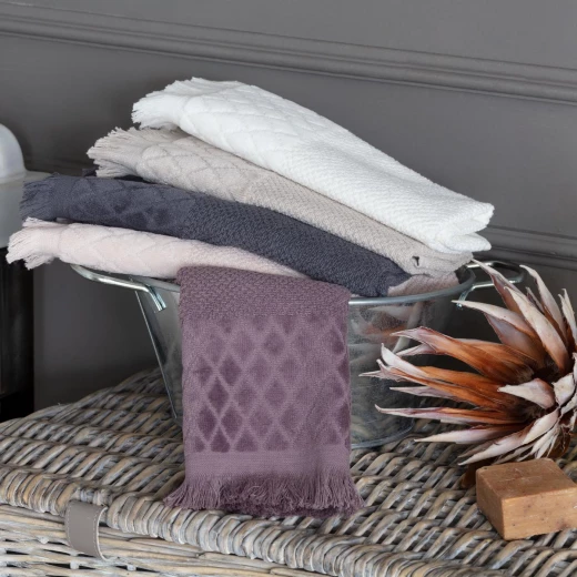 Madame Coco - Velvet Detailed Towel - Damson Madame Coco - Velvet Detailed Towel - Damson