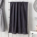 Madame Coco - Velvet Detail Bath Towel, Anthracite - مدام كوكو
