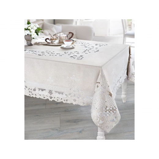 Madame Coco - Evelia Tablecloth, Beige 170x350 cm Madame Coco - Evelia Tablecloth, Beige 170x350 cm