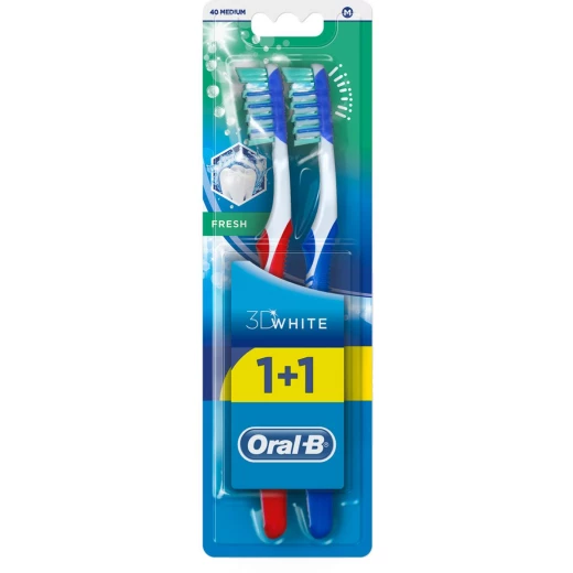 Oral-B White Fresh Toothbrush - 40 Medium, Set of 2-Piece Oral-B White Fresh Toothbrush - 40 Medium, Set of 2-Piece