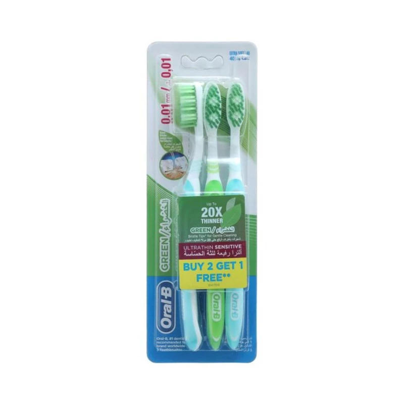 Oral-B Toothbrush Ultrathin Set- Green, 3 Pieces - اورال بي