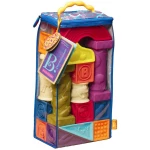 B. toys – Elemenosqueeze Baby Blocks – 26 Stacking Blocks with Shapes Numbers, Animals & Textures - B. toys