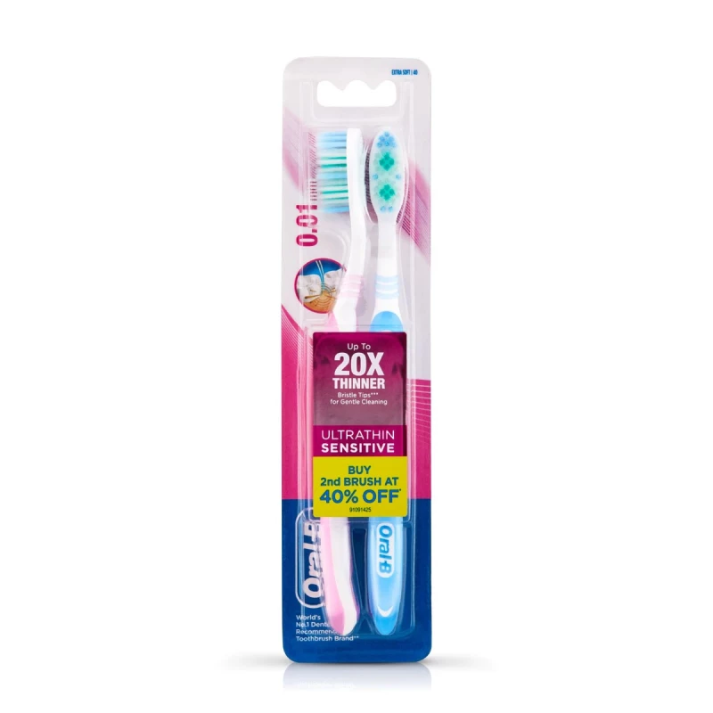 Oral-B Toothbrush Ultra Thin Sensitive Soft 40 1+1 Free - اورال بي