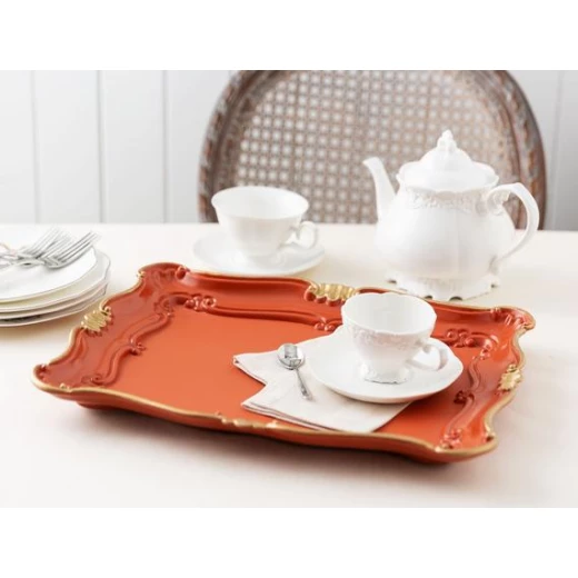 Madame Coco - Camelote Gold Plated Large Tray - Terra Cotta Madame Coco - Camelote Gold Plated Large Tray - Terra Cotta