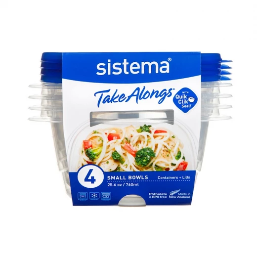 Sistema 760ml Small Bowl 4 Pack Takealongs Sistema 760ml Small Bowl 4 Pack Takealongs