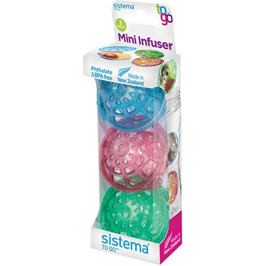Sistema to Go Mini Infusers - Plastic, Multi-colour, Pack of 3 Sistema to Go Mini Infusers - Plastic, Multi-colour, Pack of 3