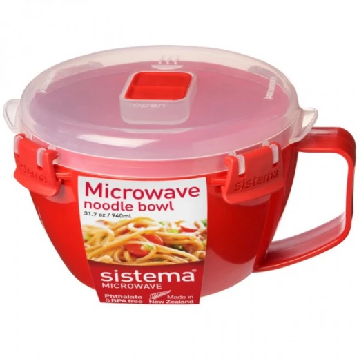Sistema Microwave Noodle Bowl Lunch 940ml, Red/Clear Sistema Microwave Noodle Bowl Lunch 940ml, Red/Clear