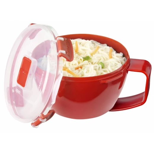 Sistema Microwave Noodle Bowl Lunch 940ml, Red/Clear - سيستما - Image 2