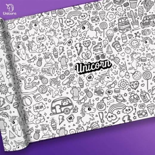ملصق كبير للتلوين بتصميم اليونيكورن من مفكرة - مفكرة - Image 2
