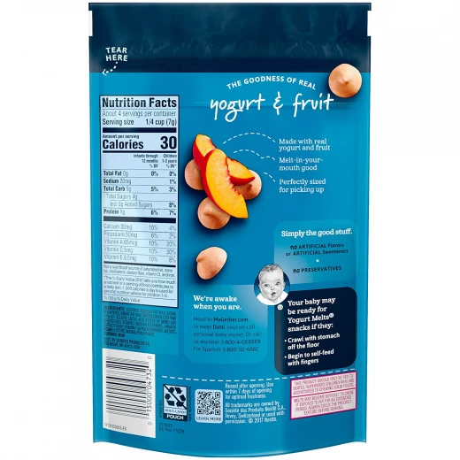 Gerber Yogurt Melts Freeze-Dried Yogurt Snack made with real fruit, Peach - جيربر - Image 2