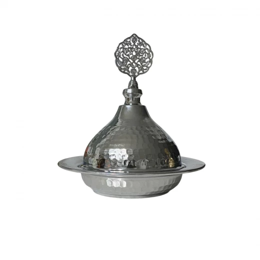 Mid 19th Century Silver Plated Candy Bowl with Lid Vase