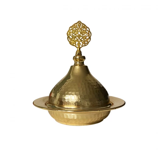 Mid 19th Century Gold Plated Candy Bowl with Lid Vase