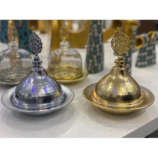 Mid 19th Century Gold Plated Candy Bowl with Lid Vase - Image 2