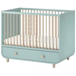 Trama Baby Cot With Drawer, Light Turquoise 60*120Cm - تراما بيبي