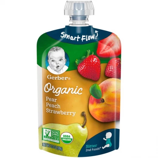 GERBER Organic Pear Peach Strawberry GERBER Organic Pear Peach Strawberry