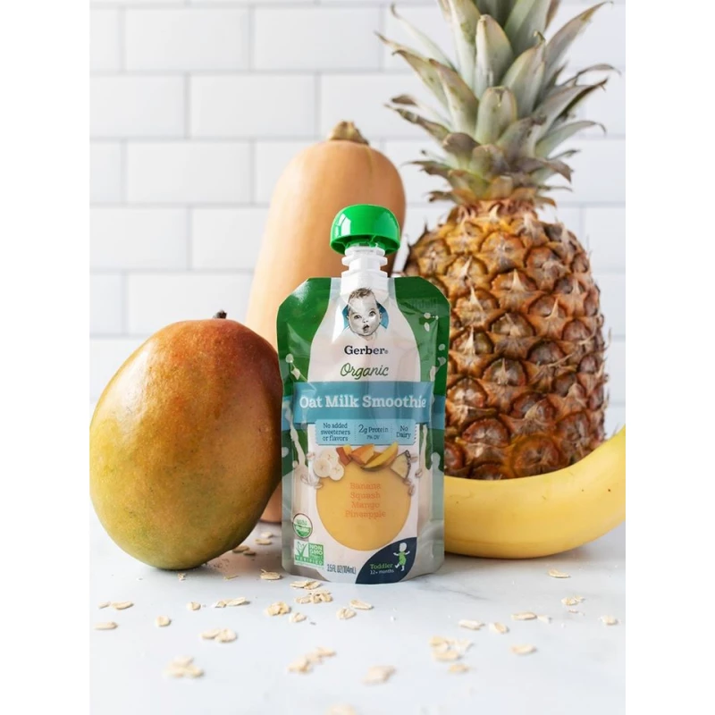 GERBER Organic Out Milk Smoothie Banana Squash Mango Pineapple - جيربر