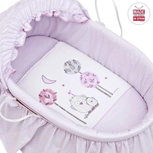 Cambrass - Moses Basket with Frills and Hood Une Gufo Pink - Cambrass - Image 2
