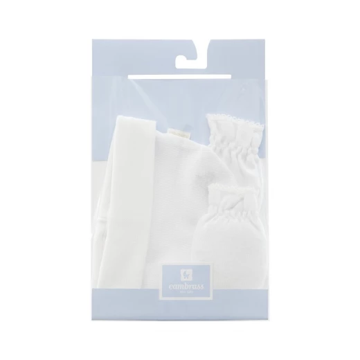 Cambrass - Cap and Mittens Liso White - كامبراس - Image 2