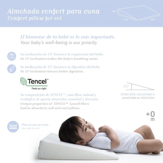 Cambrass - Comfort Cot Pillow 55x37x8.5 cm Liso E White - كامبراس - Image 4