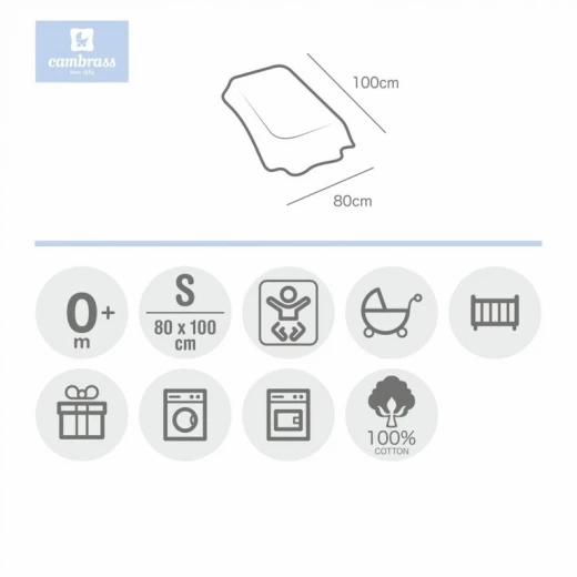 Cambrass - Baby Cotton Blanket 80X100 cm Cuore Grey - كامبراس - Image 3