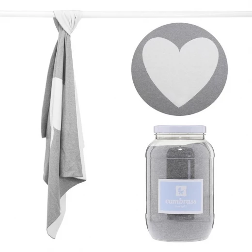 Cambrass - Baby Cotton Blanket 80X100 cm Cuore Grey - كامبراس - Image 4