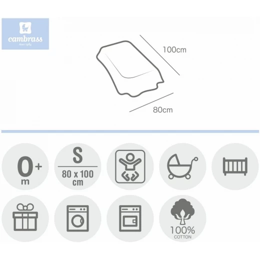 بطانية قطن للأطفال 80 × 100 × 1 سم بلون ازرق من كامبرس - كامبراس - Image 4
