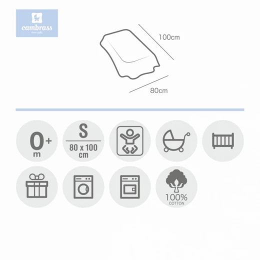 بطانية قطن للأطفال 80 × 100 × 1 سم بلون سكني من كامبرس - كامبراس - Image 3
