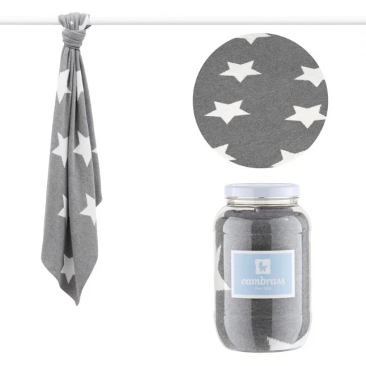 Cambrass - Baby Cotton Blanket 80 x100 x1 cm Star Grey - Cambrass - Image 4