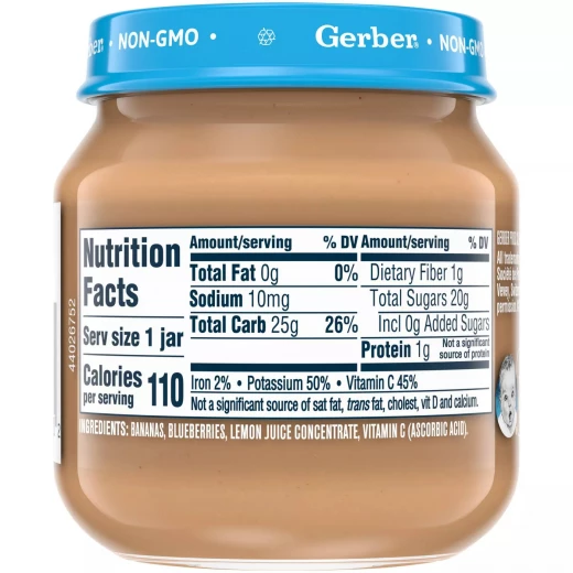Gerber Food Natural Banana Blueberry Baby Meal, 113 g - جيربر - Image 2