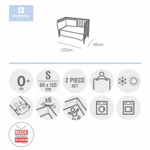 Cambrass Set 2 Pcs Baby Bed Dress 60 Crown Blue - كامبراس - Image 4