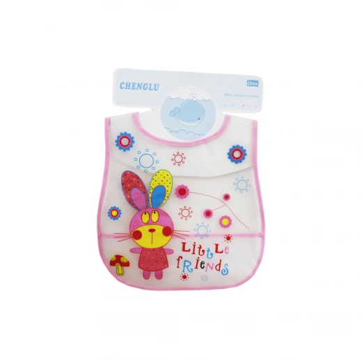 Plastic Baby Bib Waterproof, Little Friend Design, Pink Plastic Baby Bib Waterproof, Little Friend Design, Pink