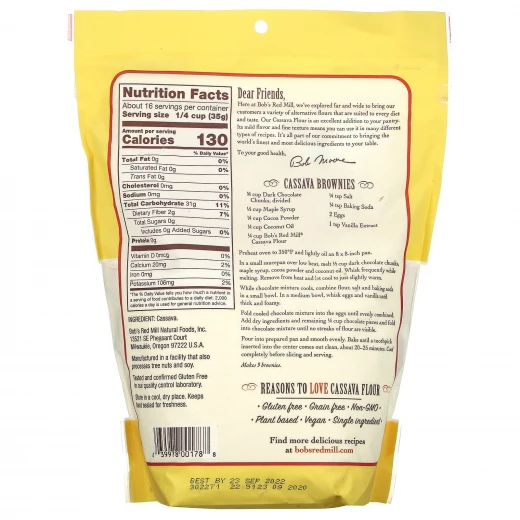 Bob's Red Mill, Cassava Flour, Grain Free, 20 oz (567 g) - بوبز ريد ميل - Image 2