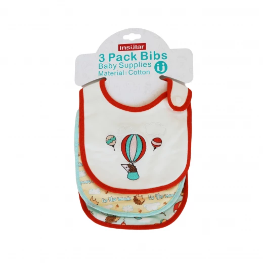 3 Pieces Cotton Feeding Baby Bibs - Red and Green 3 Pieces Cotton Feeding Baby Bibs - Red and Green