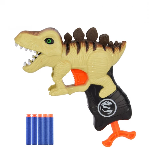 Blaze Storm Manual Soft Bullet Gun with 5 pcs Darts, Yellow Dinosaur