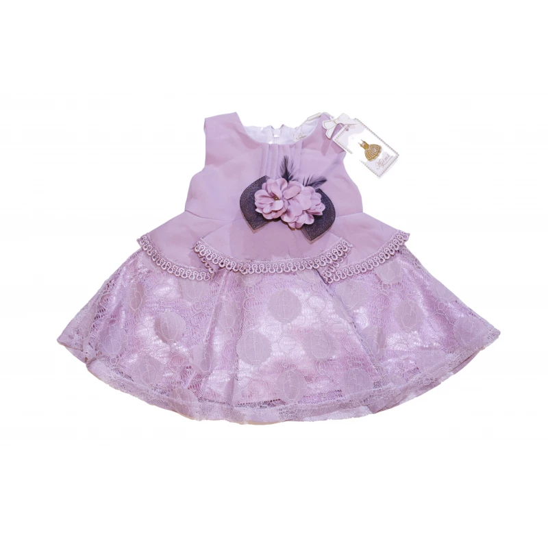 Ajimi Baby Girls' Dress, 12 Months, Pink With Flower