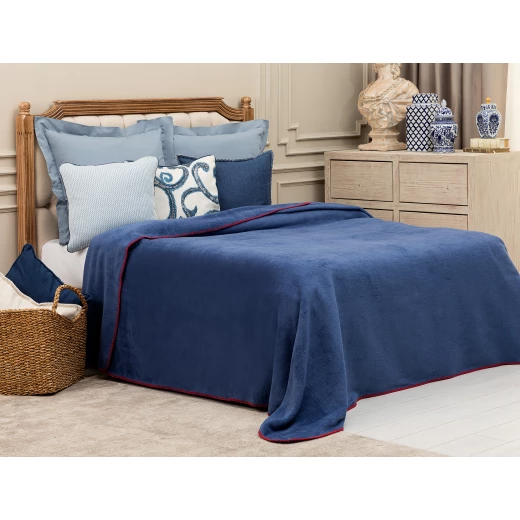 Madame Coco Étoile Double Plain Cotton Blanket - Dark Blue