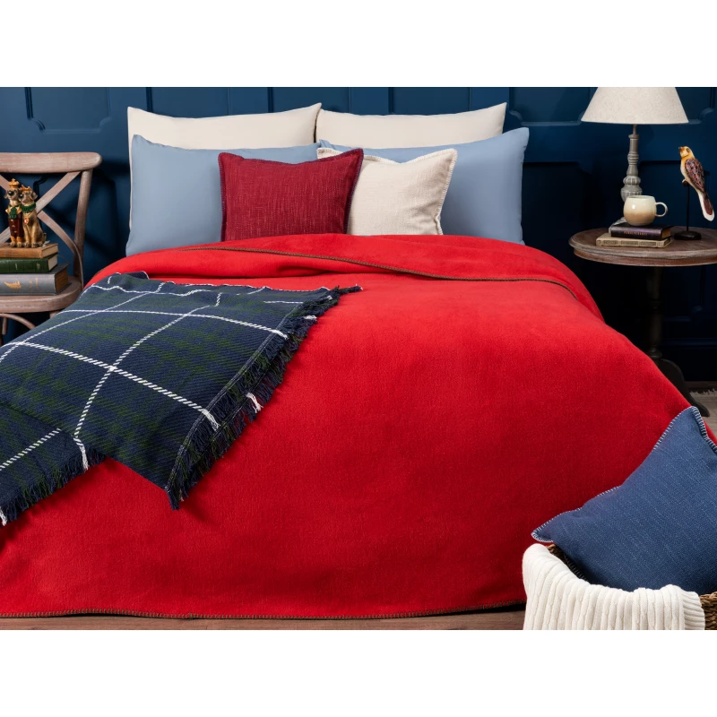 Madame Coco Étoile Double Plain Cotton Blanket - Red - مدام كوكو