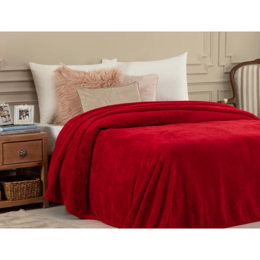 Madame Coco Estee Double Sherpa Plain Blanket - Red Madame Coco Estee Double Sherpa Plain Blanket - Red